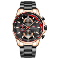 MINI FOCUS MF0218G Men's Quartz Watches Stainless Steel Strap Waterproof Chronograph Business Waterproof Wrist Watch